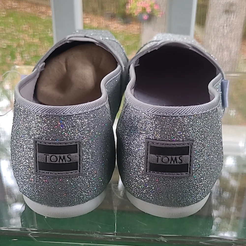 Tom's Youth Classic Silver Glimmer Glitter Espadrille - Picture 2 of 7